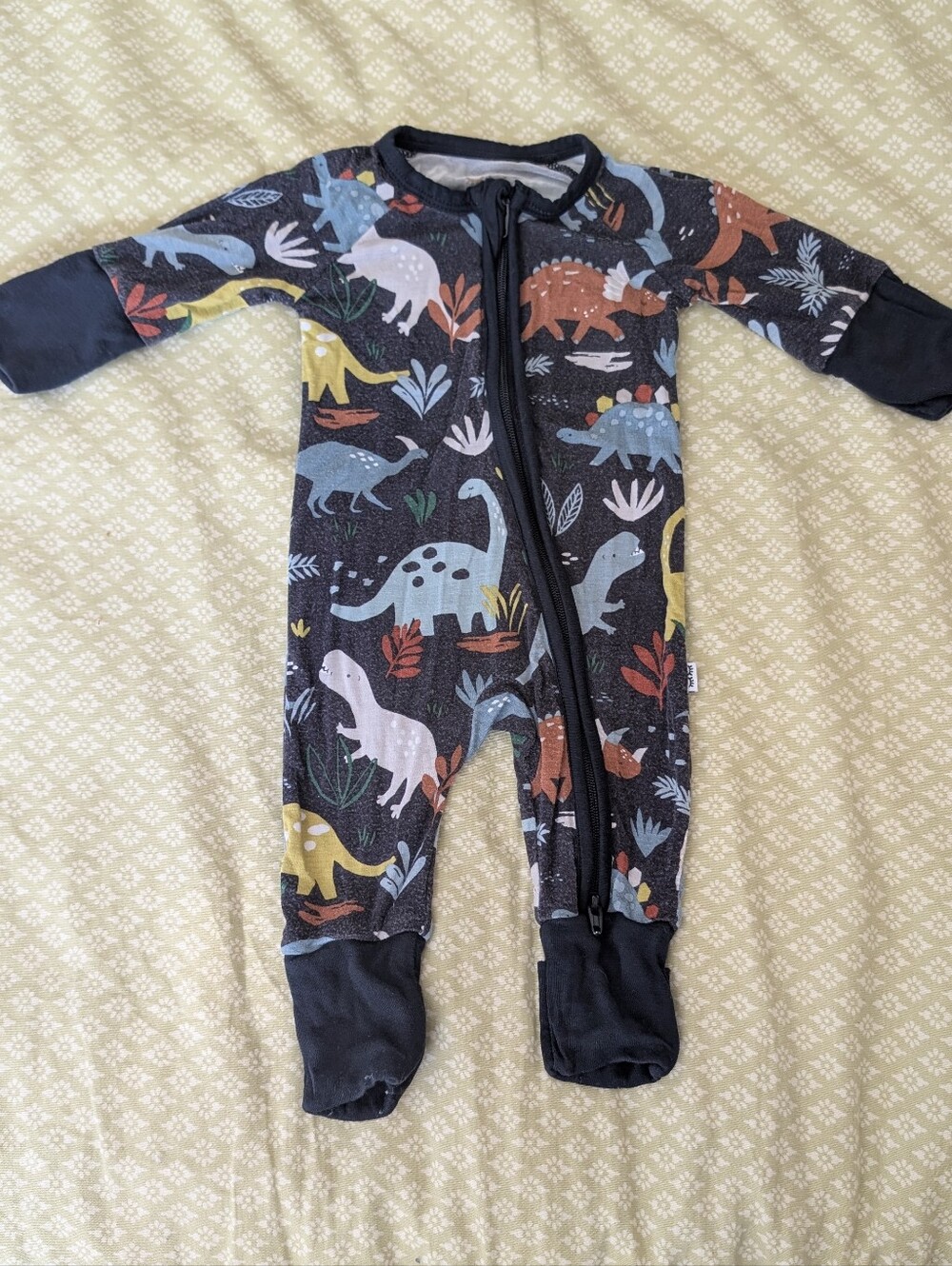 Little Sleepies Jurassic Jungle Navy Dinosaur Zip Footed One-Piece, Preemie